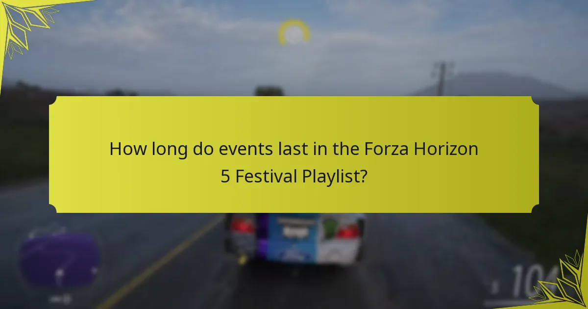 How long do events last in the Forza Horizon 5 Festival Playlist?